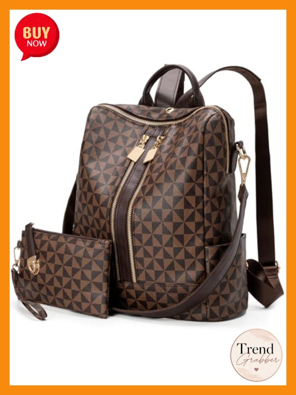 Women's Water-Resistant PU Leather Anti-Theft Laptop Backpack with USB Port